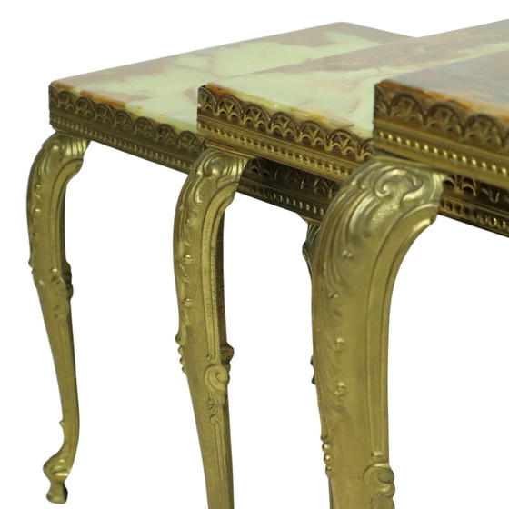 Image 1 of Nesting Tables Onyx Marble Hollywood Regency