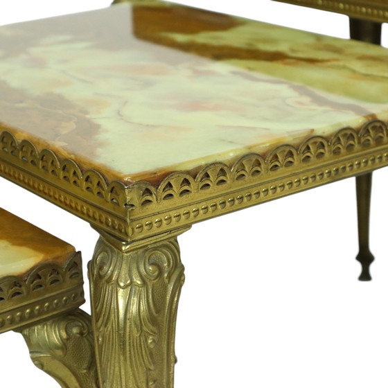 Image 1 of Nesting Tables Onyx Marble Hollywood Regency