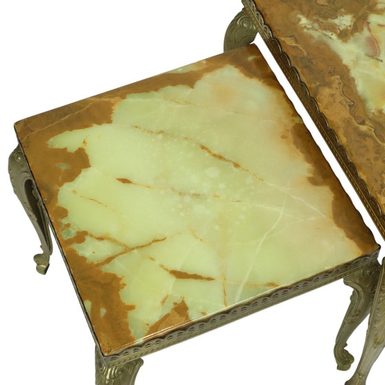 Image 1 of Nesting Tables Onyx Marble Hollywood Regency