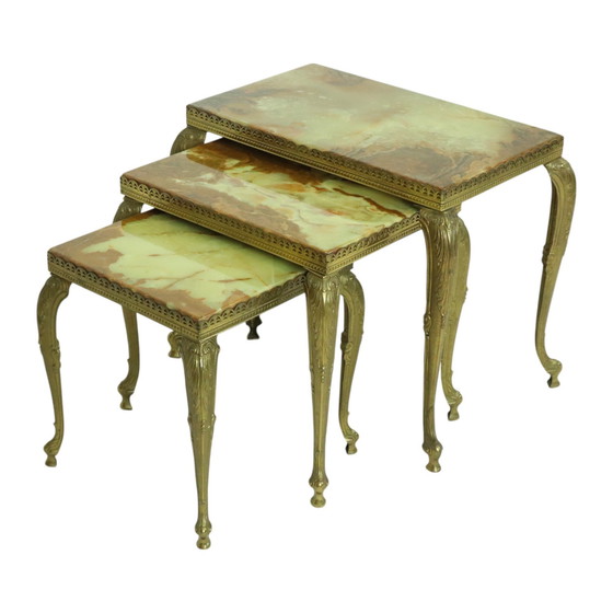 Image 1 of Nesting Tables Onyx Marble Hollywood Regency