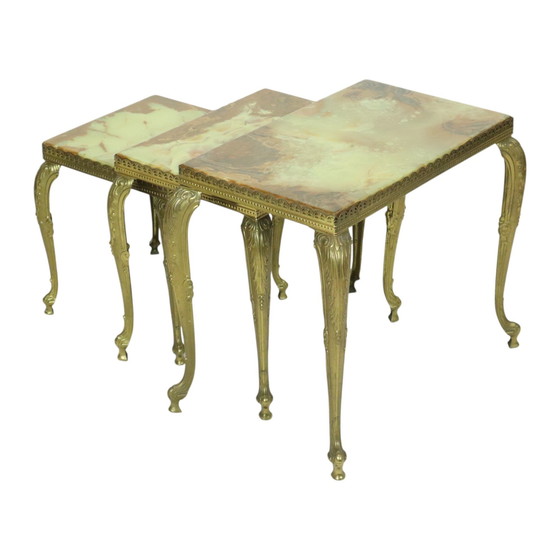 Image 1 of Nesting Tables Onyx Marble Hollywood Regency