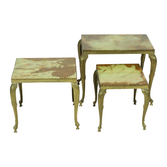 Image 1 of Nesting Tables Onyx Marble Hollywood Regency