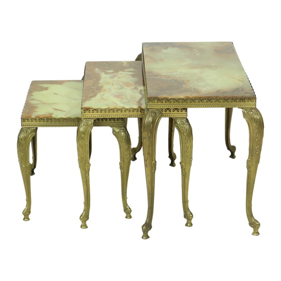 Image 1 of Nesting Tables Onyx Marble Hollywood Regency