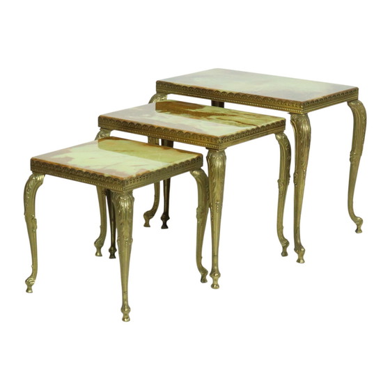 Image 1 of Nesting Tables Onyx Marble Hollywood Regency