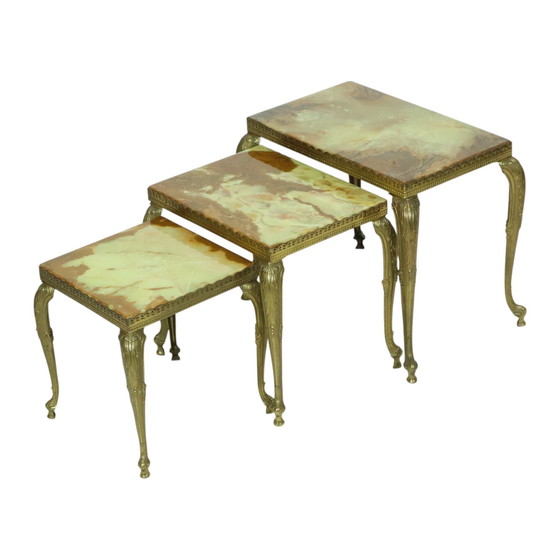 Image 1 of Nesting Tables Onyx Marble Hollywood Regency