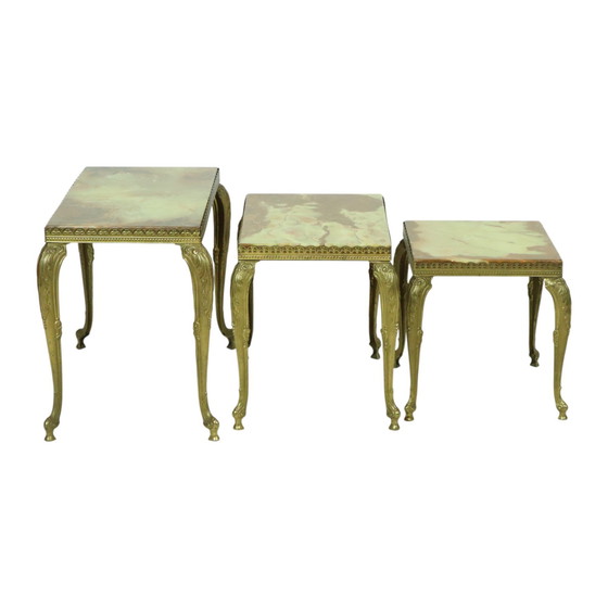 Image 1 of Nesting Tables Onyx Marble Hollywood Regency