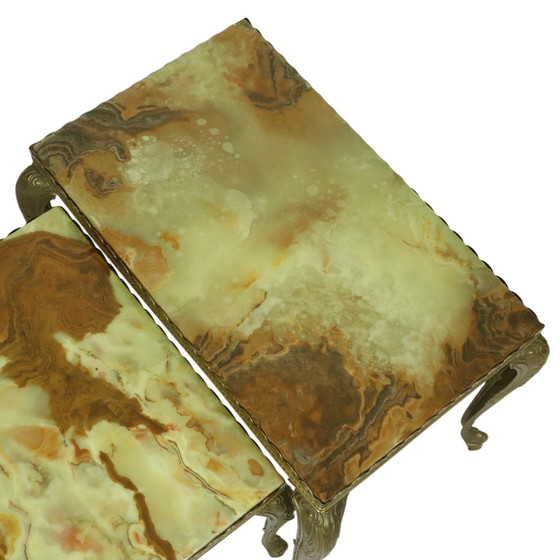 Image 1 of Nesting Tables Onyx Marble Hollywood Regency