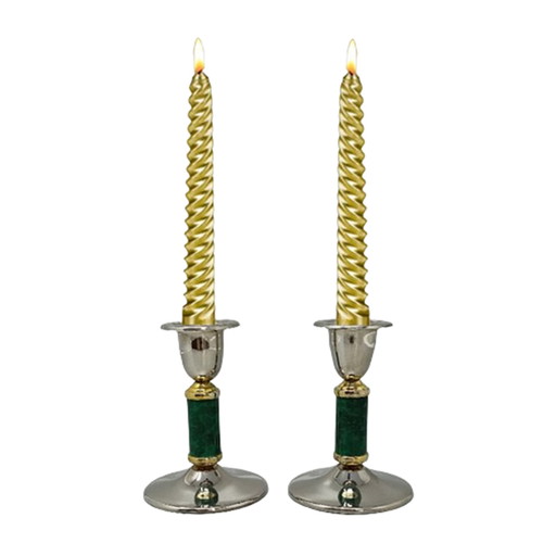 1960s Gorgeous Pair of Green Candle Holders. Made in France