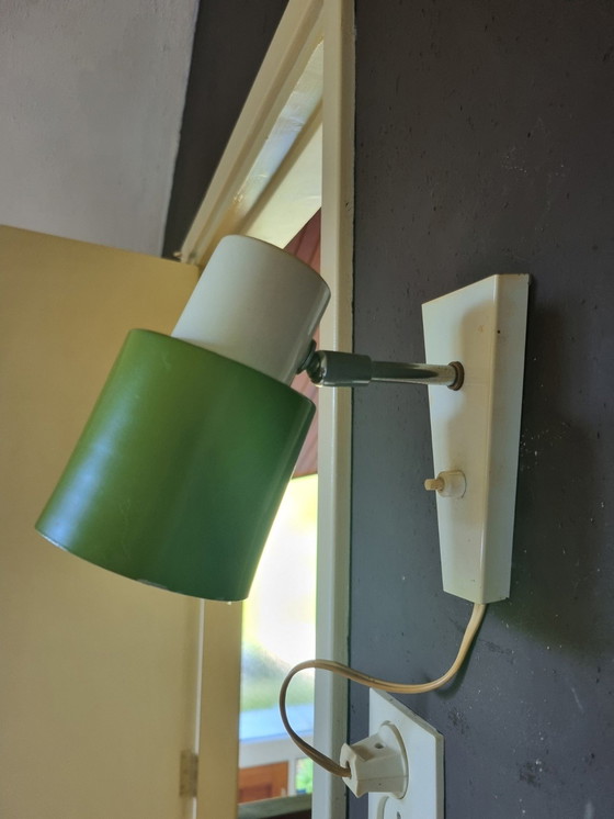 Image 1 of Hala Zeist Vintage 1960s Wall Light Bed Lamp Green White