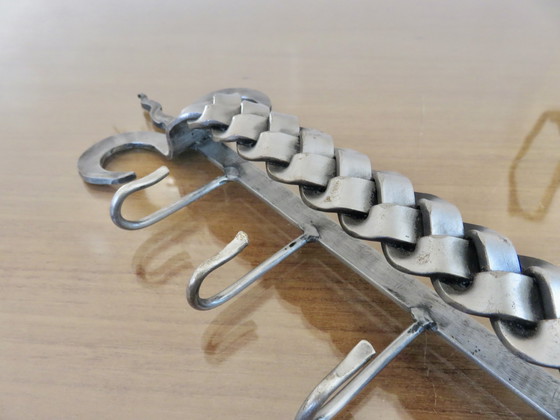 Image 1 of Porta strofinacci brutalista, ferro battuto intrecciato, 1970