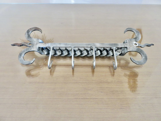 Image 1 of Porta strofinacci brutalista, ferro battuto intrecciato, 1970