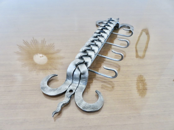 Image 1 of Porta strofinacci brutalista, ferro battuto intrecciato, 1970