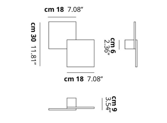 Image 1 of 2x Studio Italia Puzzle double lampe murale carrée pour plafond