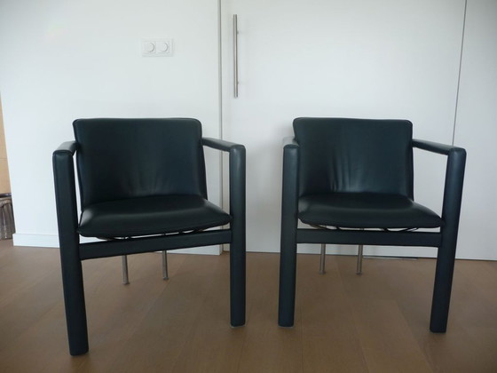 Image 1 of 2 Leolux dining room chairs: model Cachucha leather petrol