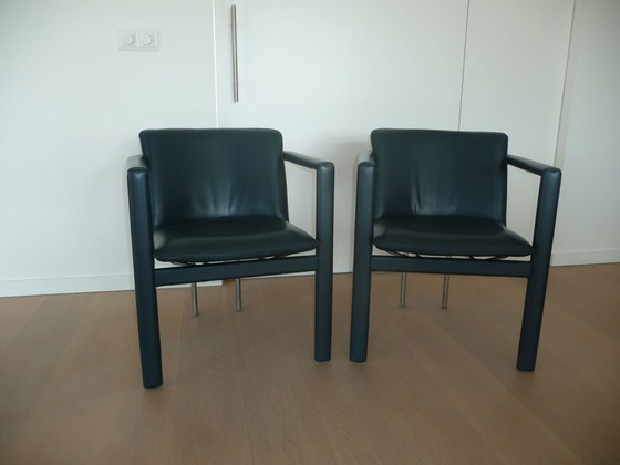 Image 1 of 2 Leolux dining room chairs: model Cachucha leather petrol