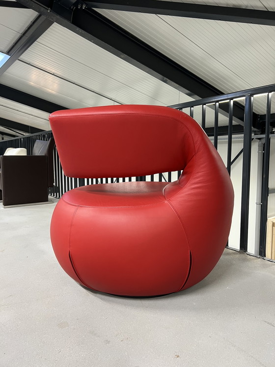 Image 1 of Leolux Gisa Fauteuil pivotant Cuir rouge