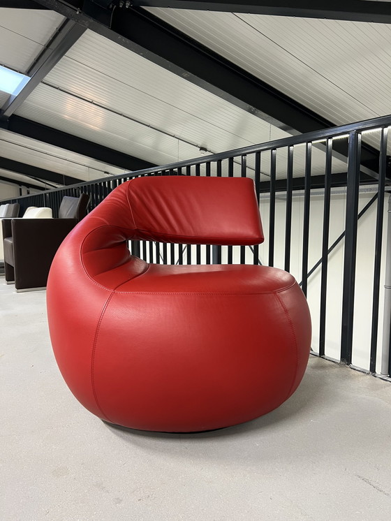 Image 1 of Leolux Gisa Fauteuil pivotant Cuir rouge