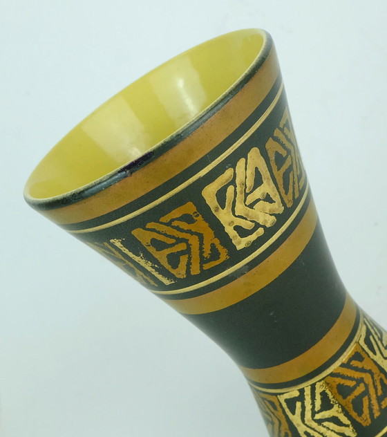Image 1 of dumler & breiden 1950s modernist vase with abstract gold decor model 103-18
