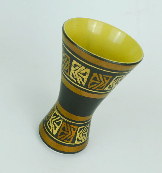 Image 1 of dumler & breiden 1950s modernist vase with abstract gold decor model 103-18
