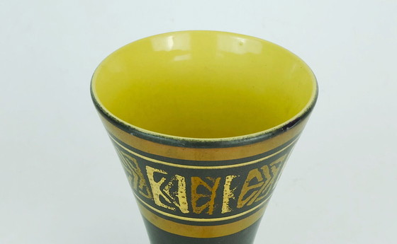 Image 1 of dumler & breiden 1950s modernist vase with abstract gold decor model 103-18