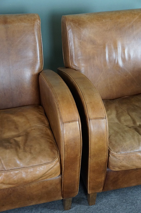 Image 1 of Set of two cowhide leather armchairs