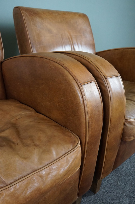 Image 1 of Set of two cowhide leather armchairs