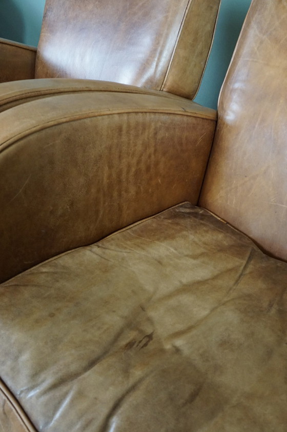 Image 1 of Set of two cowhide leather armchairs