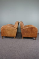 Set of two cowhide leather armchairs
