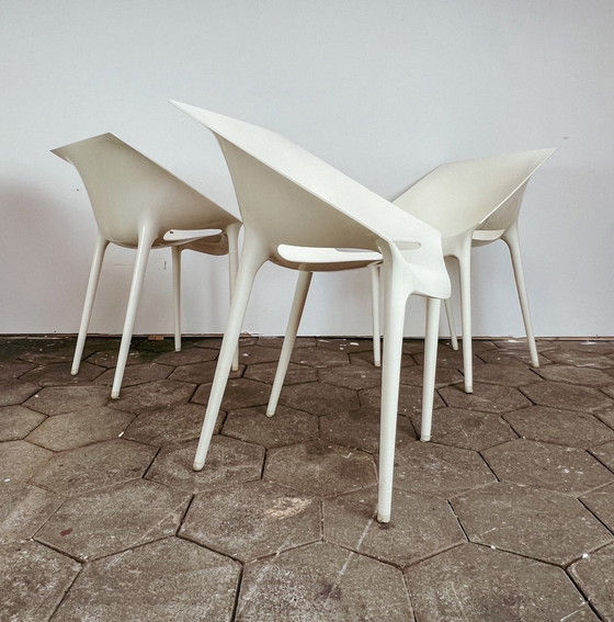 Image 1 of Set of 6 white Kartell Dr Yes chairs, after 2000