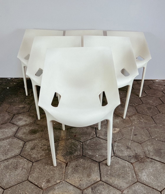 Image 1 of Set of 6 white Kartell Dr Yes chairs, after 2000