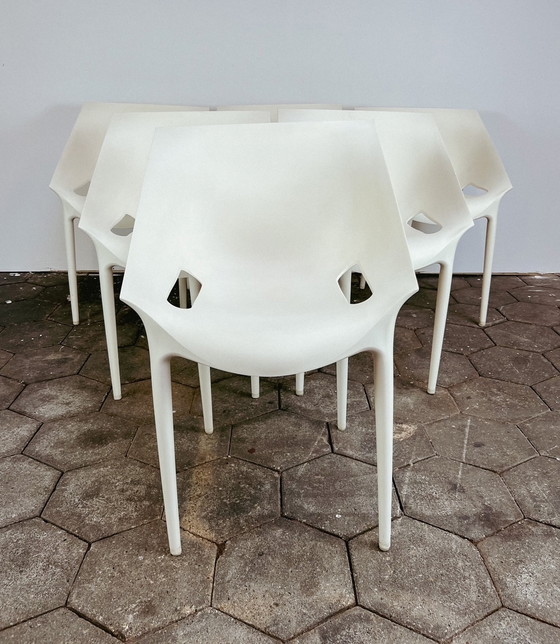 Image 1 of Set of 6 white Kartell Dr Yes chairs, after 2000