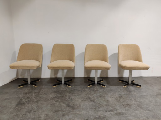 Set of 4 mid century fabric swicle chairs, 1960s