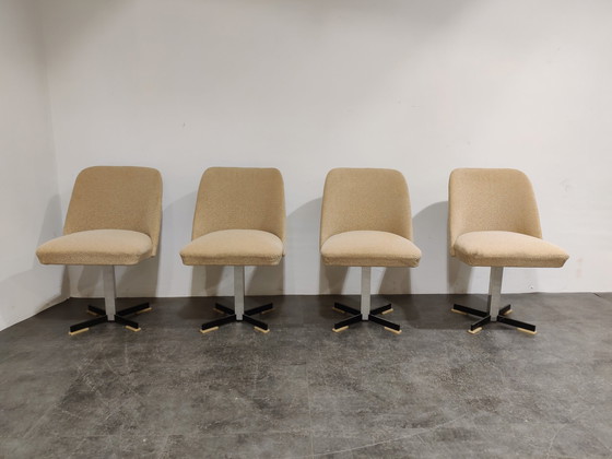 Image 1 of Set of 4 mid century fabric swicle chairs, 1960s