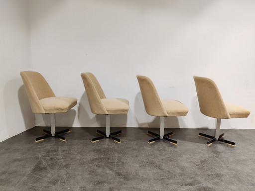 Set of 4 mid century fabric swicle chairs, 1960s