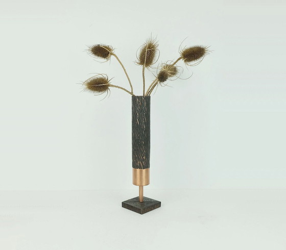 Image 1 of footed copper vase brutalist minimalist design 1960s