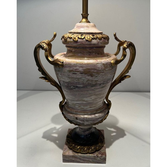 Image 1 of Lampada vintage in marmo ornata con elementi decorativi in bronzo