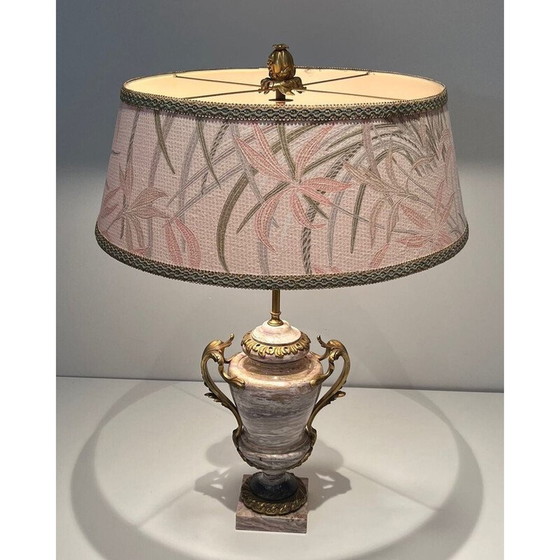 Image 1 of Lampada vintage in marmo ornata con elementi decorativi in bronzo