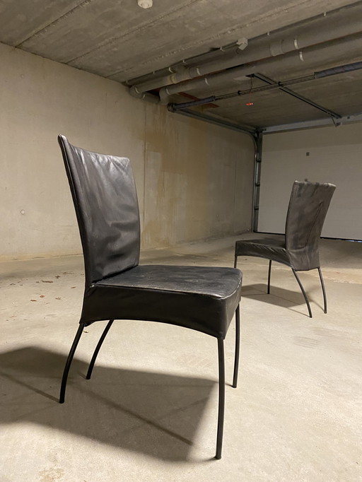 2X Montis Spica Chair Black Leather