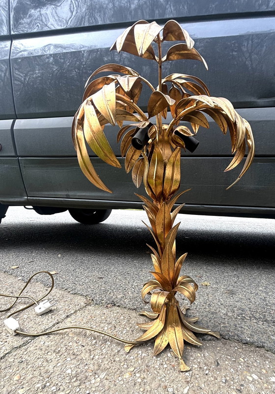 Image 1 of Hans Kögl Palm Lamp, Gilded Metal Vintage 1970’S.