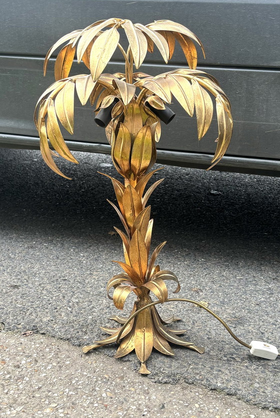 Image 1 of Hans Kögl Palm Lamp, Gilded Metal Vintage 1970’S.