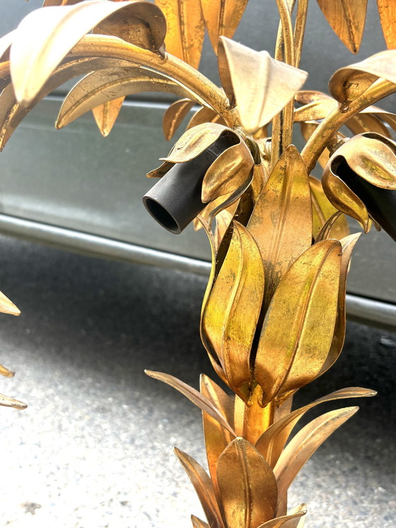 Image 1 of Hans Kögl Palm Lamp, Gilded Metal Vintage 1970’S.