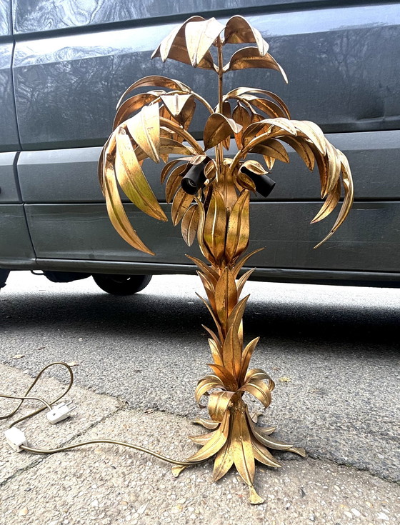 Image 1 of Hans Kögl Palm Lamp, Gilded Metal Vintage 1970’S.