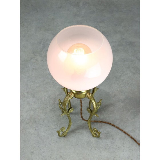 Image 1 of Vintage brass and glass table lamp, Italy