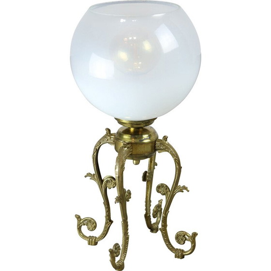 Image 1 of Vintage brass and glass table lamp, Italy