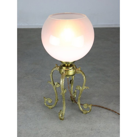 Image 1 of Vintage brass and glass table lamp, Italy