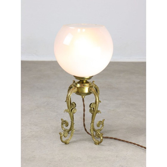Image 1 of Vintage brass and glass table lamp, Italy
