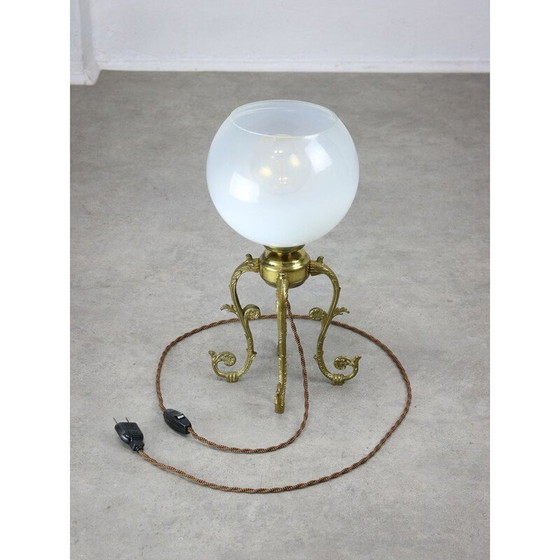 Image 1 of Vintage brass and glass table lamp, Italy