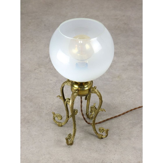 Image 1 of Vintage brass and glass table lamp, Italy