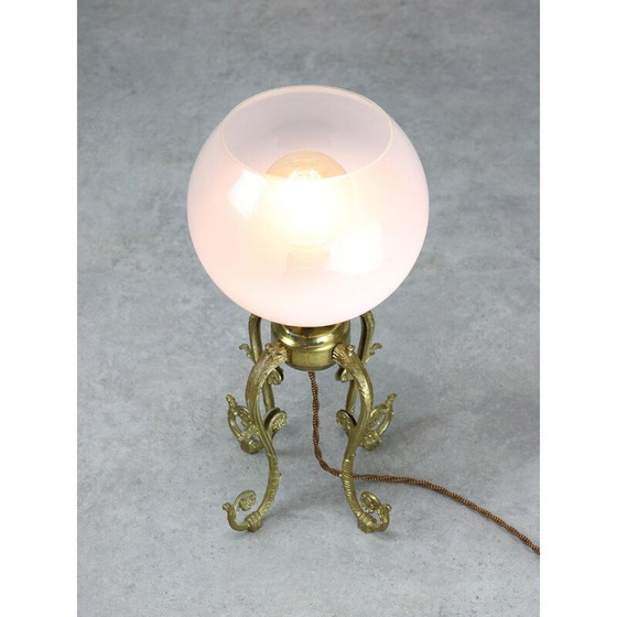 Image 1 of Vintage brass and glass table lamp, Italy