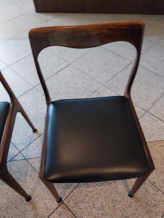 Image 1 of 4 X Muller Dining Chairs Rosewood And Skai. 1960'S